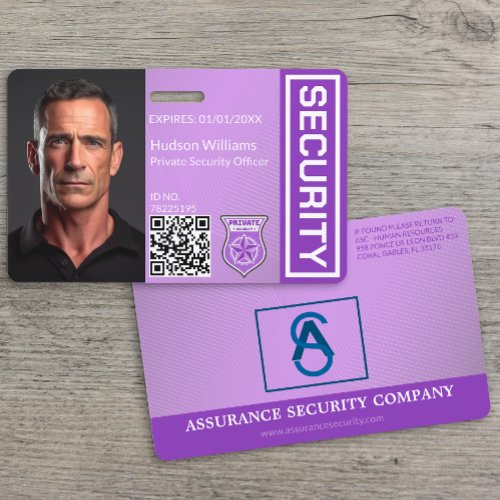 Custom Private Security Guard ID Photo Badge