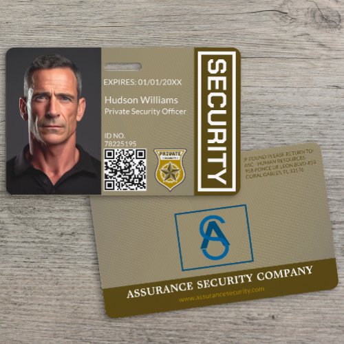 Custom Private Security Guard ID Photo Badge