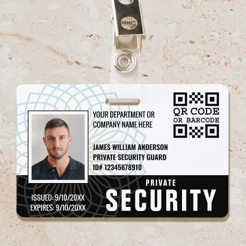 Custom Private Security Guard ID Photo Black Badge