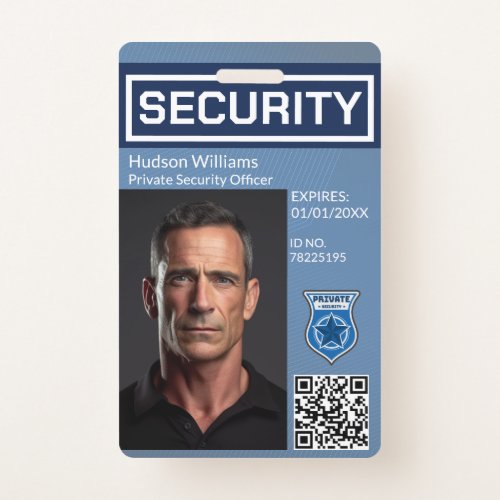 Custom Private Security Guard ID Photo _ Vertical Badge