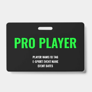 Custom Pro Player Minimalist E-Sport Event Green Badge
