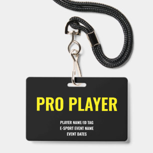 Custom Pro Player Minimalist E-Sport Event Yellow Badge