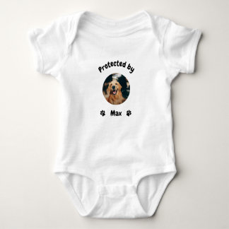 Custom Proctected by Dog Baby, Personalized Dog Baby Bodysuit
