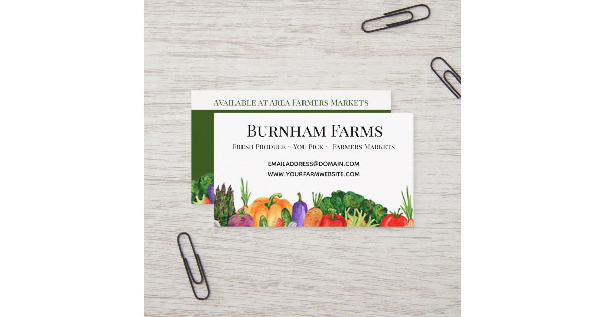 Custom Produce Vegetable Farm Business Card Zazzle