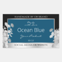 Custom Product Labels Ocean Blue with Silver Frame