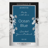 Custom Product Labels Ocean Blue with Silver Frame