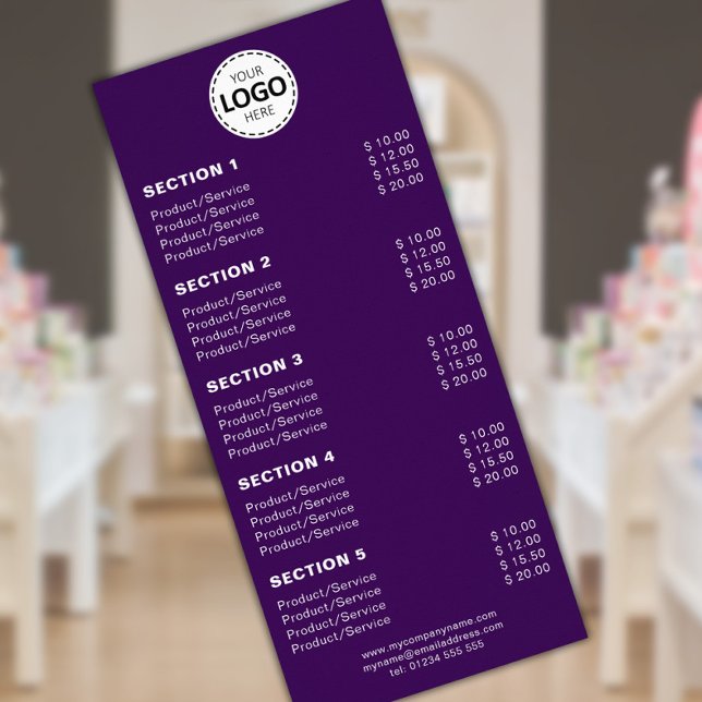 Custom Product/Services Simple Purple Rack Card (Creator Uploaded)