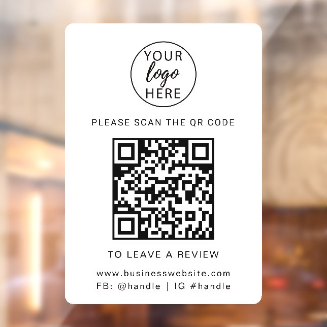 Custom Professional Business Logo and QR Code Window Cling (Sheet 2)