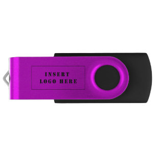 Custom Professional Business Logo Bright Magenta Flash Drive