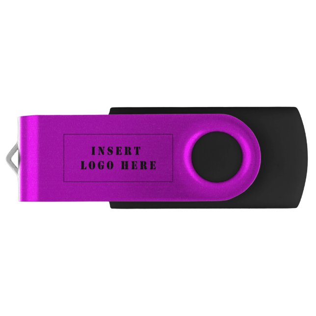 Custom Professional Business Logo Bright Magenta Flash Drive (Back)