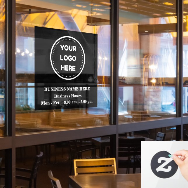 Custom Professional Business Logo Opening Hours Window Cling (Restaurant Window)