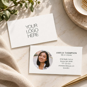 Custom Professional Business Logo Photo White Card