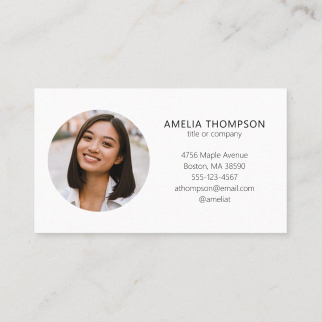 Custom Professional Business Logo Photo White Card (Back)