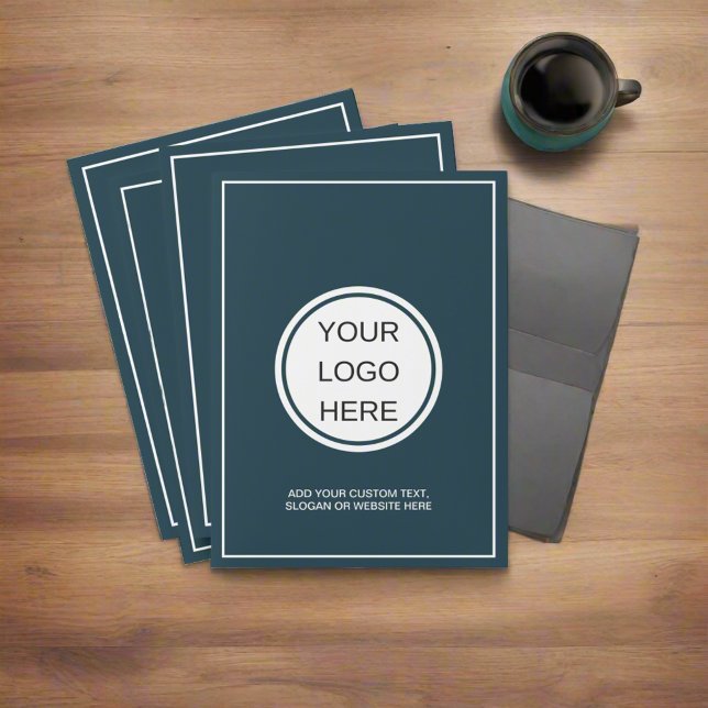 Custom Professional Business Logo Text Navy Blue Pocket Folder (Creator Uploaded)