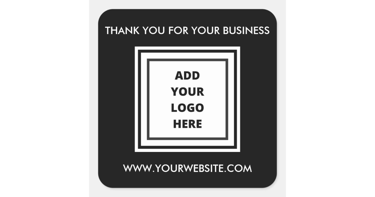 Custom Professional Business Logo Thank you Black Square Sticker | Zazzle