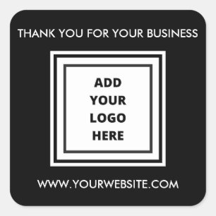 Custom Professional Business Logo Thank you Black  Square Sticker