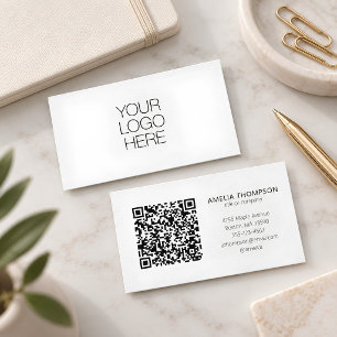 Custom Professional Business Logo White QR Code Card