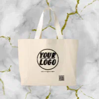 Large Custom Tote Bag with Logo Qr Code & Text