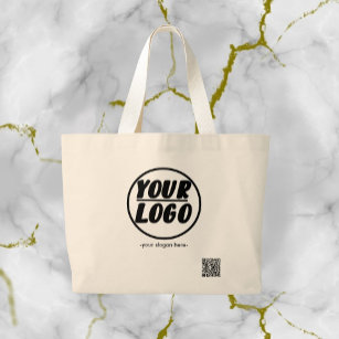 Custom Professional Business Logo With QR Code  Large Tote Bag