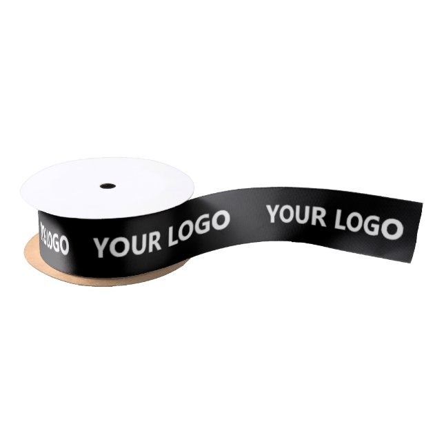 Custom Professional company Business Logo black Satin Ribbon (Spool)