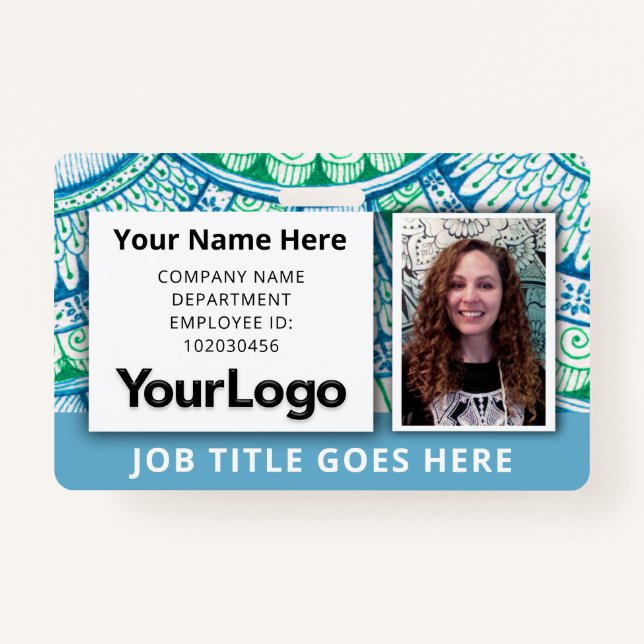 Custom Professional Corporate Employee Photo Name  Badge (Front)