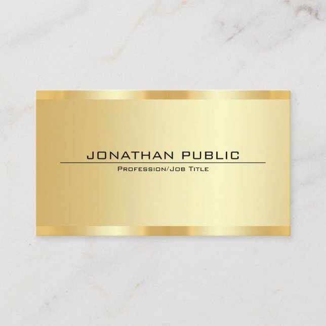 Custom Professional Elegant Faux Gold Template Business Card (Front)