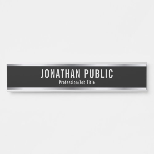 Custom Professional Elegant Template Black Silver Door Sign