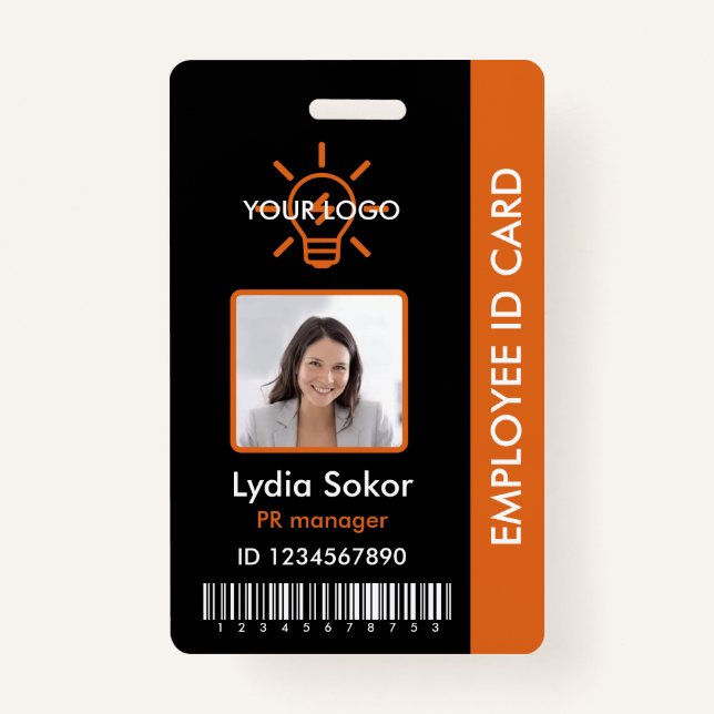 Custom Professional Employee ID Badge with Photo  (Front)
