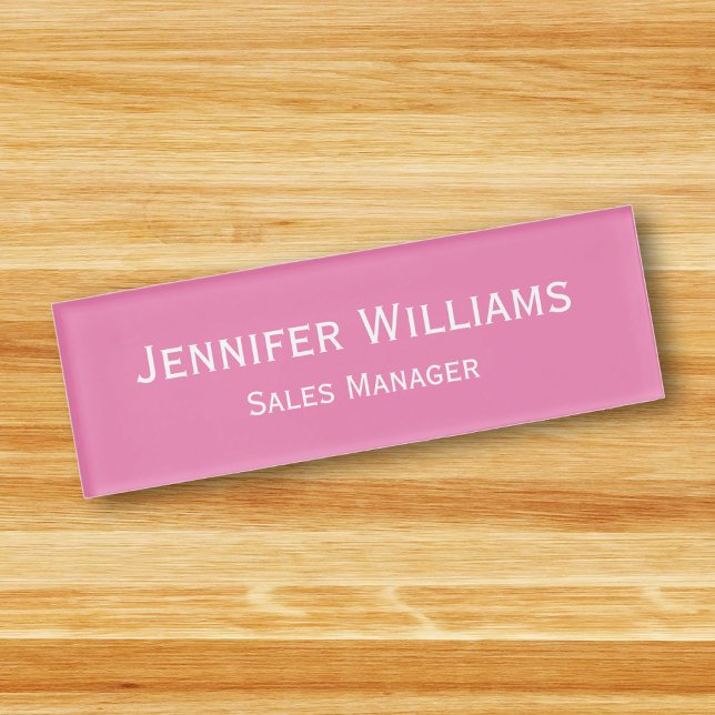 Custom Professional Executive Modern Pink Magnetic Name Tag (Custom Professional Executive Modern Pink Magnetic Name Tag)