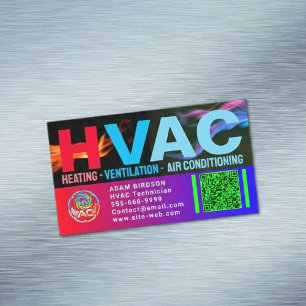 Custom Professional HVAC Company Logo & Qr Code Business Card Magnet