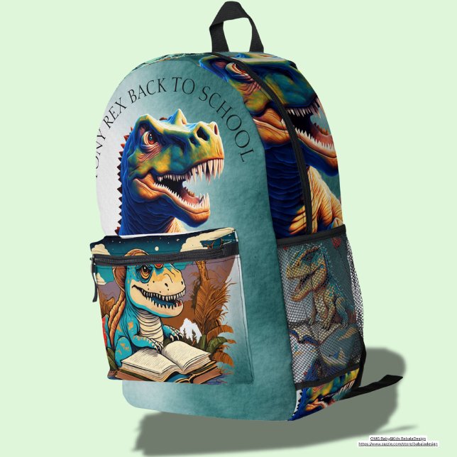 Custom Professional illustration dinosaur Reptile  Printed Backpack (Creator Uploaded)