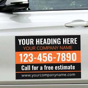 Custom Professional Modern Business Orange Black Car Magnet