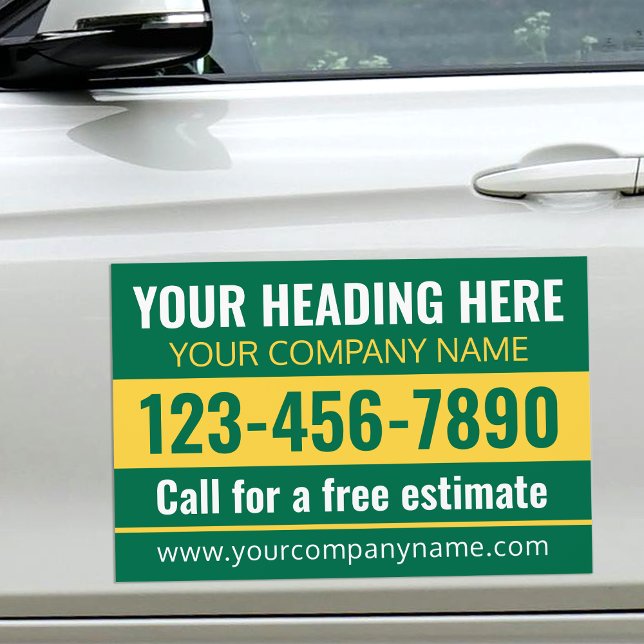 Custom Professional Modern Business Yellow Green Car Magnet (Creator Uploaded)