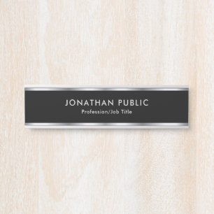 Custom Professional Modern Design Black And Silver Door Sign