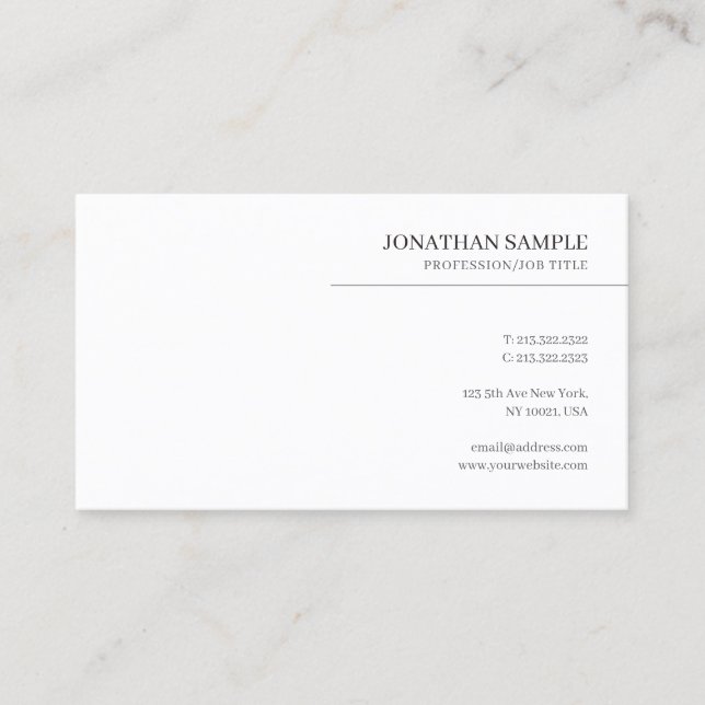 Custom Professional Modern Elegant Minimalist Business Card (Front)