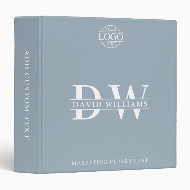 Custom Professional Monogram Initials No Minimum 3 Ring Binder (Front/Spine)