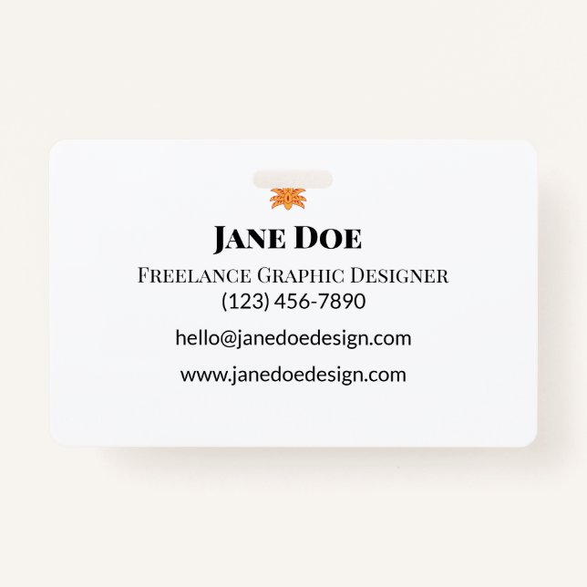 Custom Professional or Personal Contact Cards Badge (Front)
