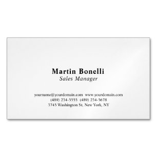 Custom Professional Plain Black & White Classical Business Card Magnet