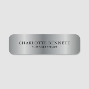 Custom Professional Silver Office Employee Staff Name Tag