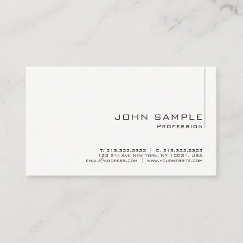 Custom Professional Simple Elegant White Template Business Card
