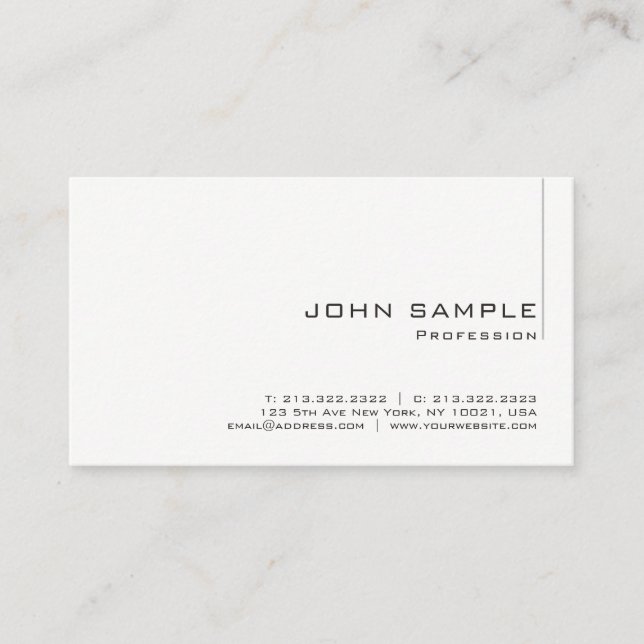 Custom Professional Simple Elegant White Template Business Card (Front)