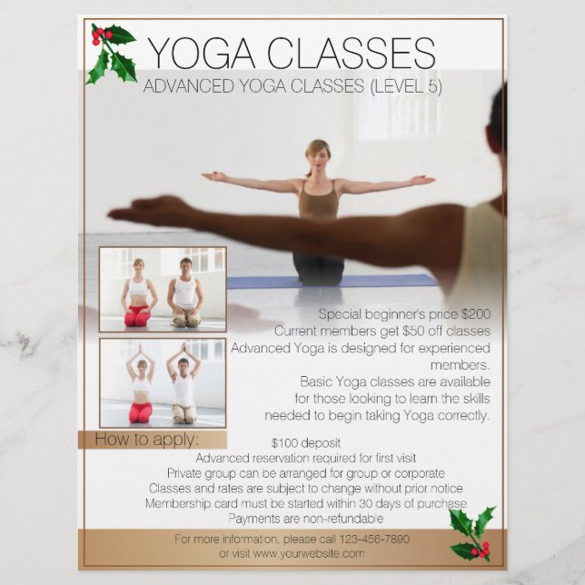 Custom professional Yoga class Christmas flyers (Front)