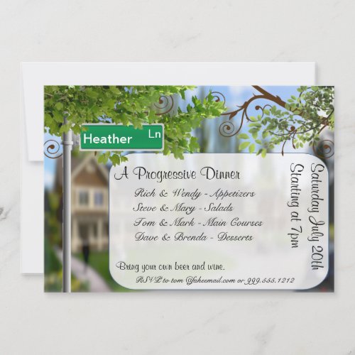 Custom Progressive Dinner Party Invitations