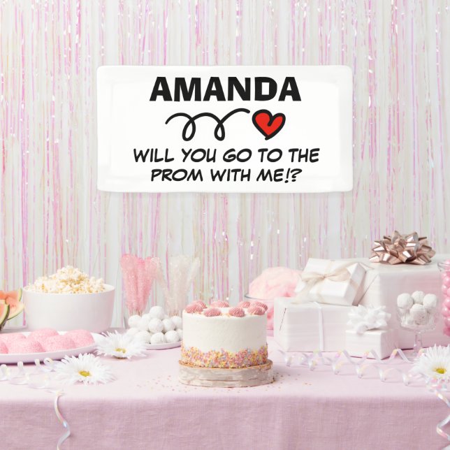 Custom prom hoco proposal request romantic heart banner (Party)