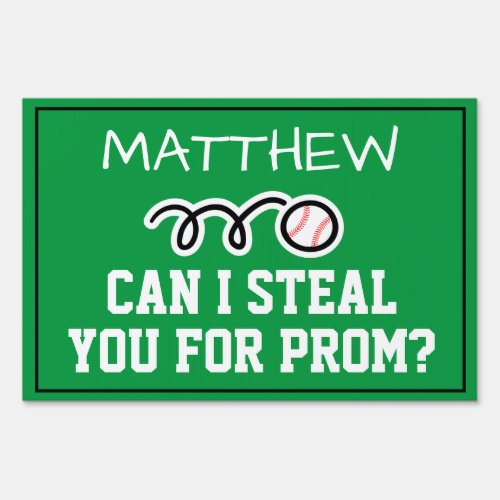 Custom prom proposal sign for baseball player