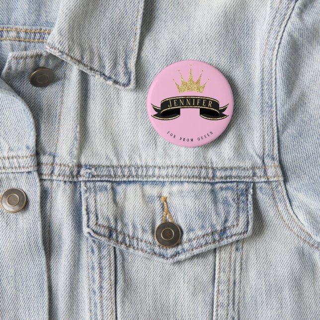Custom Prom Queen Pink Button (In Situ)