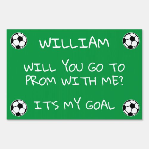 Custom prom request sign for soccer player
