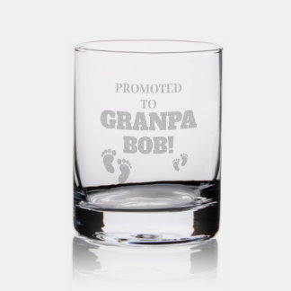 Custom Promoted To Granpa Etched Whiskey Glass