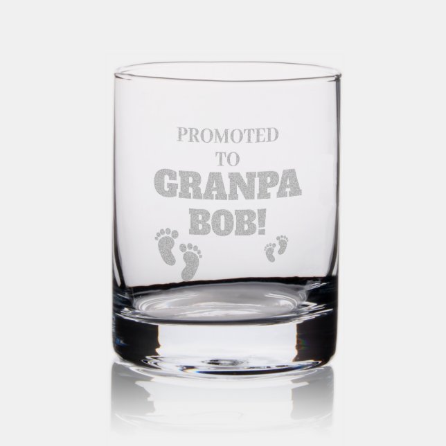 Custom Promoted To Granpa Etched Whiskey Glass (Glassware)