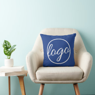 Custom Promotional Business Classic Blue Logo Throw Pillow